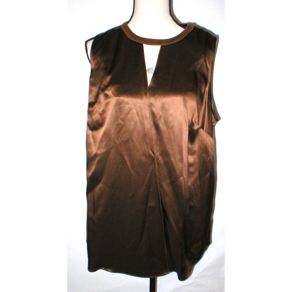 Womens New Ralph Lauren NWT 22 W 22W Silk Suede Dark Chocolate Brown Blouse Key - Picture 3 of 8